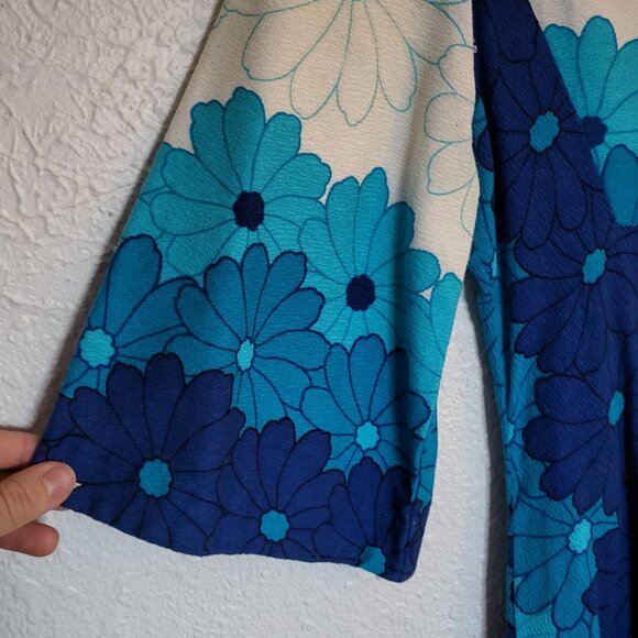 Vintage 60s Cotton Floral Maxi Dress - Picture 4 of 11